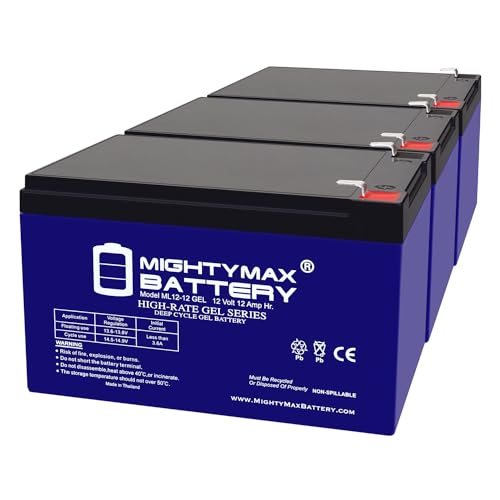 Mighty Max Battery 12V 12AH Gel F2 Replacement Battery Compatible with Badsey EMX Cruiser Mobility Scooter - 3 Pack