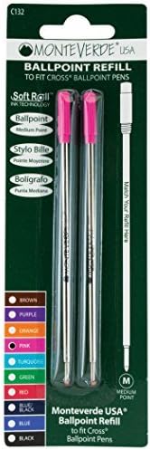 Monteverde PR132PK Medium Soft Roll Ballpoint to Fit Parker Ballpoint Pen - Pink (Pack of 2)