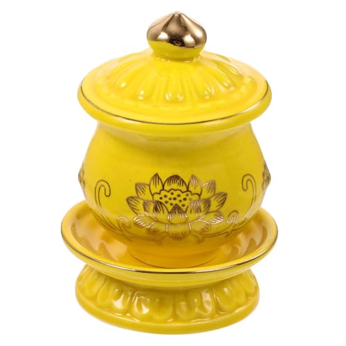 HYTROVE 製聖水カップ 蓮花デザイン 耐久性礼拝用水容器 仏教供物用 飾りとしても 瞑想空間や祭壇に適した水清めカップ