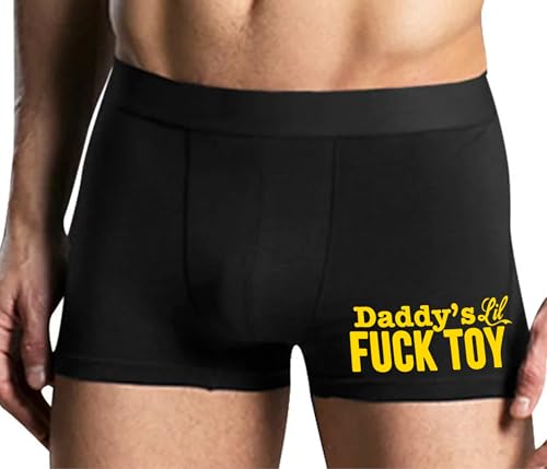 Knaughty Knickers Daddys Little Fuck Toy Lil Fucktoy Play Thing Brat Black Mens Boxer Brief Adult Fun Design