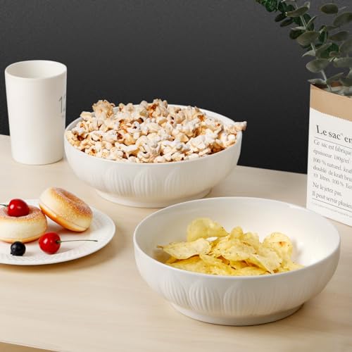 NUTRIUPS 9" Serving Bowls, 2L Large Salad Bowl Set of 2, 23cm Ceramic Bowl for Soup Fruit, Decorative Bowl - Image 6