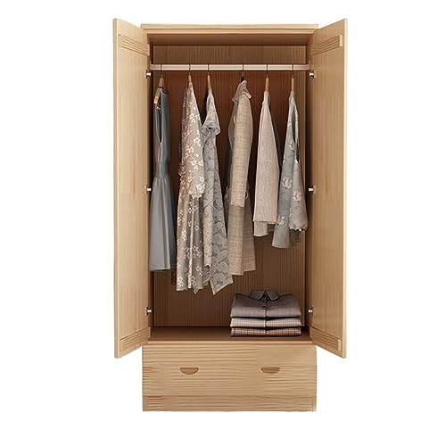 Armario corto de madera maciza para dormitorio, sin pintar, con cajón, 160 x 60 x 40 cm