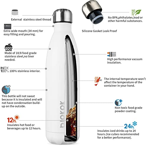 Image of BJPKPK 25 oz Insulated Water Bottle, Stainless Steel Flask, Leak Proof