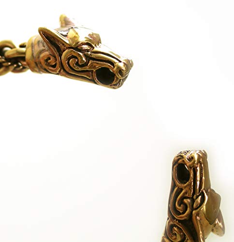 LynnAround Big Size Bronze Norse Viking Fenrir Wolf Head Twisted Cable Bangle Cuff Bracelet Arm Ring Pagan Jewelry3
