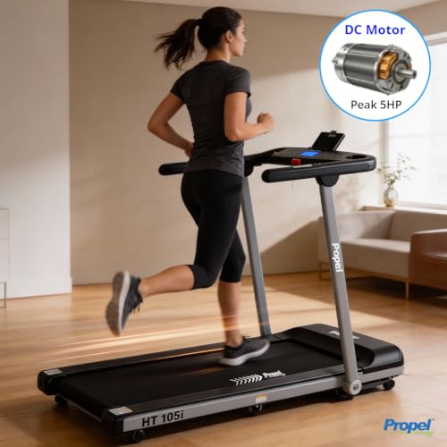 Image of Propel FitnessOne HT 105i Foldable Treadmill for Home | 5HP Peak Motor | 120kg Capacity | 1-12 km /h | Wide 1200x510mm Running Area | Bluetooth | FitShow App | LCD Display