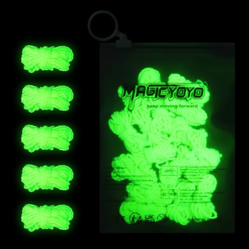 YOSTAR Glow-in-The-Dark Yellow Yoyo Strings - 100% Polyester, Professional Grade for Both Responsive & Non-Responsive Yoyos (15 Pack)