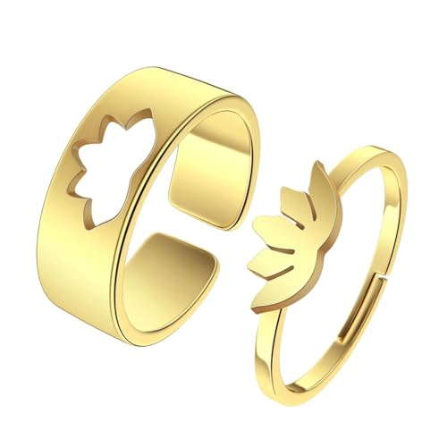 Bague de promesse ajustable fin des erreurs de taille bague fleur couple