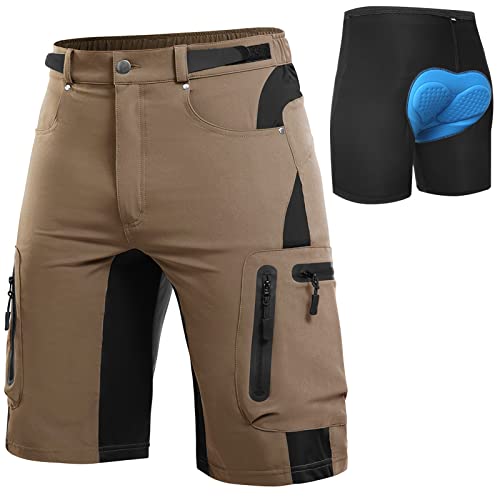 Cycorld MTB Hose Herren Radhose, Schnelltrocknend Mountainbike Hose Fahrradhose mit 4D Sitzpolster, Elastische Outdoor Sport Herren Radlerhose MTB Bike Shorts