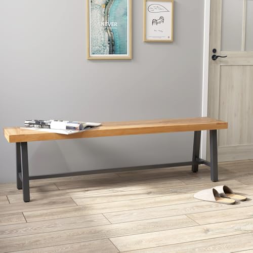 Banc Terrasse Acacia 160 cm 360 kg Pieds métal GOPLUS