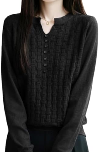 Women's Knit V-Neck Long Sleeve Sweater, Warm, Stretchy, Durable Top, Solid, Slimming, Casual, Office, Spring, Autumn, Winter