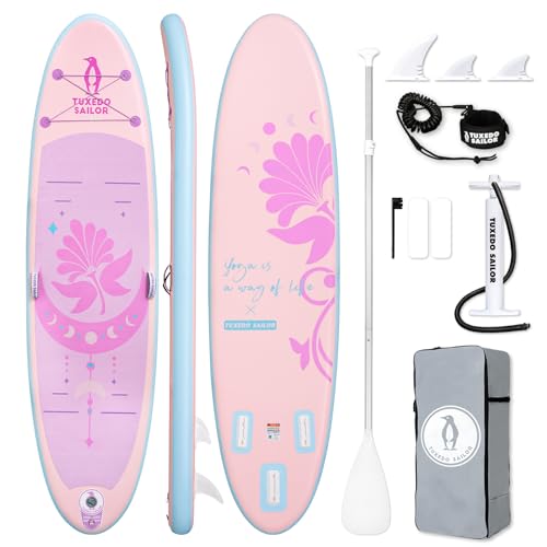 Tuxedo Sailor Stand Up Paddling Board 320 cm Aufblasbares Stand-Up Paddle Board für Adults mit SUP Zubehör, Stand Up Paddelbrett für Alle Könnensstufen (Pinkish Purple Yoga)