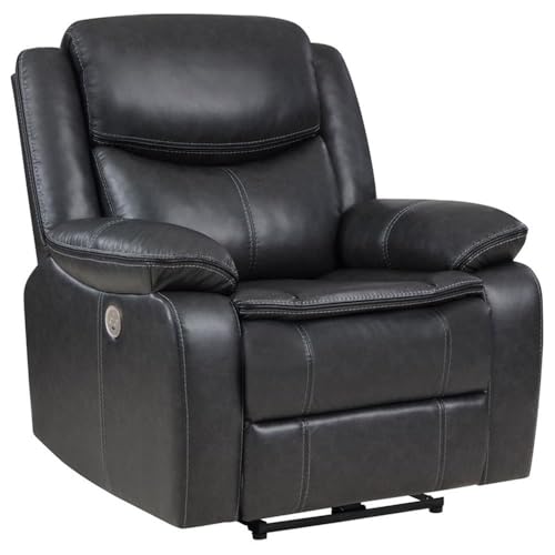 Sillón reclinable cuero sintético Gris oscuro miniatura 3