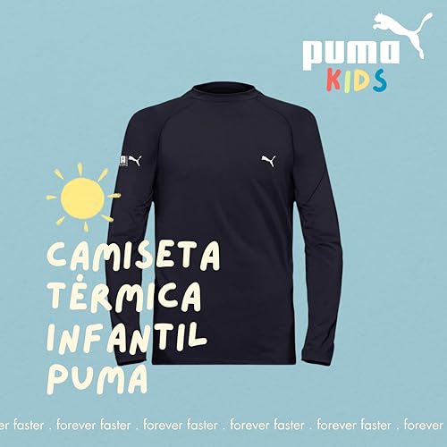PUMA Camiseta Infantil Térmica Segunda Pele Proteção FPS50 Confortável Kids, Preto, 16
