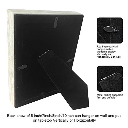 ArtbyHannah 3Pack Walnut Shadow Box Picture Frame Set with Glass Cover,Display Case with Mat for Free-Standing Picture Showcase,size:4x6,5x7, 8x10Inch
