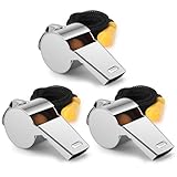 Whistle, 3 PCS Whistle for Coaches, Whistle for Teachers, Stainless Steel Whistles Coach Whistle with Lanyard Referee Whistle Loud Crisp Sound Sports Whistle for Adults Coaches Referees Officials