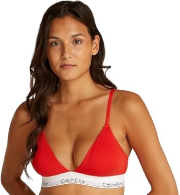 Calvin Klein Sujetador Bralette Mujer Triangle Relleno extraíble  Rojo  Molten   L