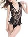 N NORA TWIPS Women Sexy One Piece Lingerie Lace Babydoll Bodysuit Nightwear (Black-2, Large)