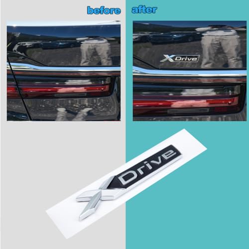 Image of Set of 3D Emblem Grille Badge, ABS X-Drive Rear Emblem Badge Sticker Decal Replacement for X-Drive Trunk Fender (Silver Black)(D4)