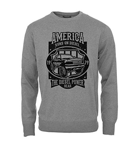 America Runs On Diesel The Diesel Power Gear Truck Cool Hombres Camisa de Entrenamiento Pullover Gris Small