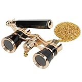 BOSTRON 3X25 Opera Glasses Binoculars Compact with Adjustable Handle & Chain, Portable Vintage Theater Glasses Mini Binoculars for Adults Women Kids for Music Concerts Opera Houses Cinema(Black)