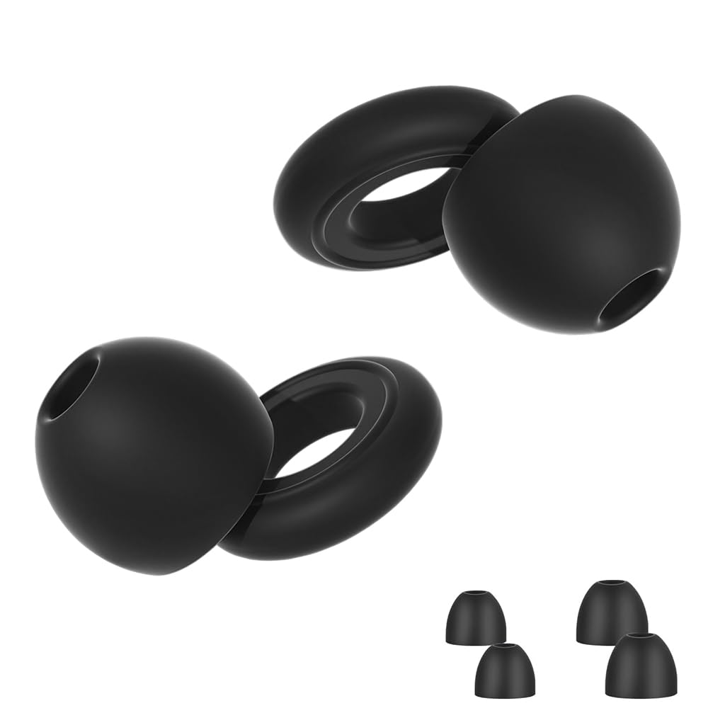 ZIBUYU® Noise Cancelling Ear Plugs for Sleeping Soft Silicone Reusable Earplugs with Storage Case Black Ear Plugs Set Includes Extra Ear Tips