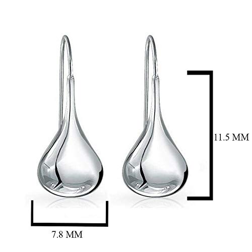 Sterling Silver 925 Solid Classic Puffed Teardrop Hook Dangle Earrings2