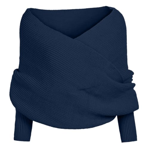 Asudaro Elegante Winter Warm Gestrickt Schals Umhang Einfarbig Wrap Schal Shawl Cape Strickschals Cape Schal Stola mit Ärmel für Frauen und Männer