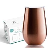 BOHORIA® Premium Edelstahl Kaffeebecher to Go | Thermo-Becher | Trinkbecher | Cocktail-Glas | Travel Mug (350ml) | Reisebecher mit Deckel (Trinköffnung) für Kaffee, Tee (2 x Rose Gold)