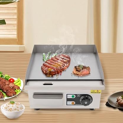 TaNeHaKi Elektrische Grillplatte,14 Zoll Kommerzielle Edelstahl Tischgrill,Bratplatte Mit Temperaturreglern FüR KüChe Hause – Bild 3