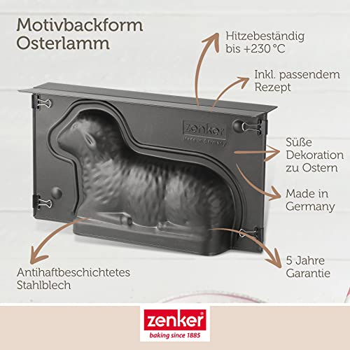 Zenker Osterlamm Backform zu Ostern – 900 ml Füllvolumen – 3D Kuchenform mit Antihaftbeschichtung und Lämmchen als Motiv zum backen – Leckere Deko in Osterlammform – Bild 5
