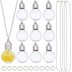 Diy 10 Sets Screw Off Vial Necklace Kit Flat Round Shaped