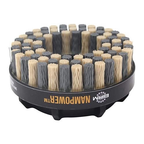 Image of Brush Research ADD10018320 Nampower Dot Type Abrasive Disc Brush, Combination Silicon Carbide /Ceramic Filament, 100mm Diameter, 18mm Bristle Length (Pack of 1)