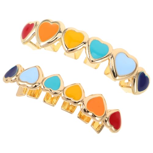 Joyas de hip hop Kombiuda con acabado dorado brillante y diseño romántico de corazón