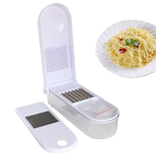 Tagliaverdure a mano – Affettaverdure a mano in acciaio | da taglio per la casa e multifunzione con 3 affettatrici per patate, aglio, a quadri