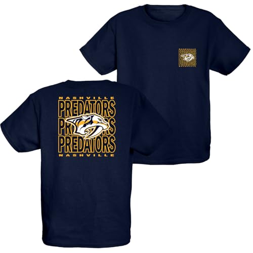 Blue 84 Nashville Predators NHL Officially Licensed Youth T-Shirt Front/Back Curl Team Color, Small