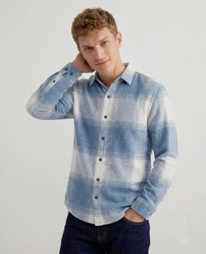 Image of DEELMO Men's Cotton Blend Printed Checkered Casual Shirt | Full Sleeve Button Down Regular Fit Collared Shirt | Soft & Breathable Everyday Wear for Office (Available in Plus Size)