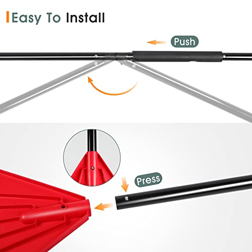 22Tines Foldable Garden Rake, 60” Durable And Strong Folding Leaf Rakes For Lawns, Yard, Grass & Courtyard, Lawn Rake With Plastic Red Head And Steel Black Handle, Easy To Store And Hang #TOP2