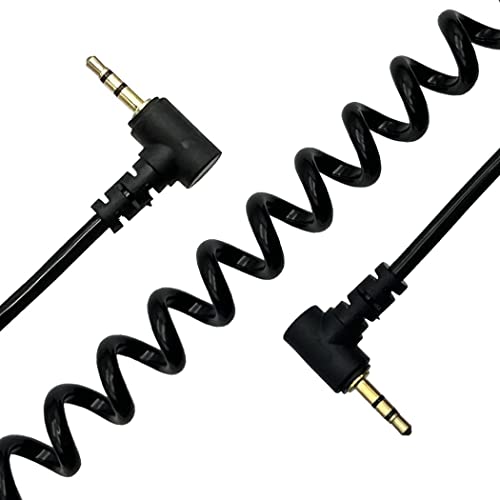 LiKuCo Coiled 2.5mm Audio Cable Coiled 2.5mm to 2.5mm Double Angled Male to Male Stereo Headset Headphone Jack Gold Plated Connector Wire Cord Plug Cable (2Pack) - Image 3