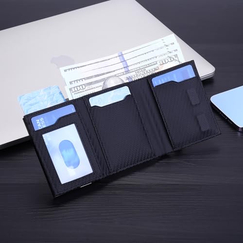 Mens Wallet Card Holder Pop up Card Holder，Smart, Slim, Minimalist Design for Front Pocket， 10-13 Card Capacity | ID Window Cash Slot，Metal Aluminum Credit Card Holder Bifold Wallet（black）2