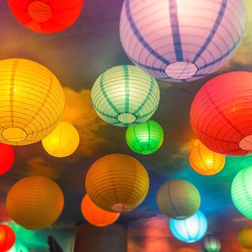 Yizhet LED Ballonlichter - 12 Laternenlichter für Lampions, Warmweiß, Party Dekoration für Hochzeit, Halloween, Weihnachten, Mehrfarben – Bild 5