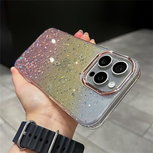 Coque iPhone 15 Pro Max Paillettes Jaune Dégradé Antichoc en Acrylique Dur Transparent