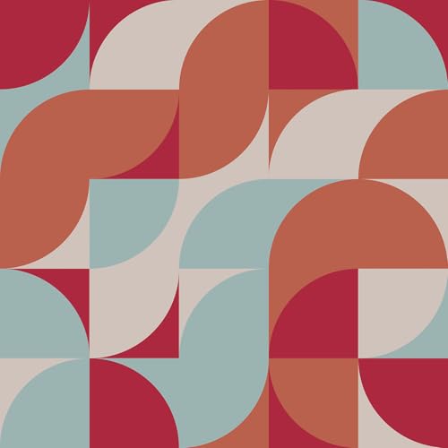 CRE8TIVE Geometrische Tapete Selbstklebend Klebefolie Abnehmbar Tapete Badezimmer Wasserfest Orange Rot Blau Folie Selbstklebend Tapete Schlafzimmer Klebefolie Küche Schrank Wohnzimmer 30.5cm x 300cm
