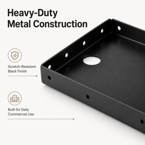 Image of Shimeyao Metal Printer Tray for POS & KDS Printers, 10.24 x 6.5 Inch Thermal Printer Stand, Wall or Shelf Mount, 4 Mounting Holes Each Side, Built in Cable Management for Kitchen, Restaurants, Retail