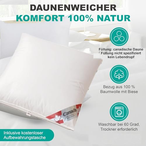 Neu Canada Daunenkissen Plus Medium 800g weiche canadische Daunen