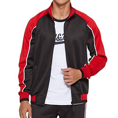 Men's Sports Casual Tracksuit Set Hooded Long Sleeve Running Jogging Sweat Suits Black 2XL #49