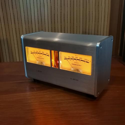 LeTkingok Medidor de Nivel de Audio de Alta Precisión con Control de Voz, Medidor VU Terminado, Panel DB, Pantalla, Amplificador de 2 Vías, Altavoz, Audio y Música (Plata)