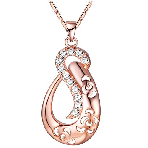 Collier plaqué or rose et zircone goutte évidée pour une élégance quotidienne chic