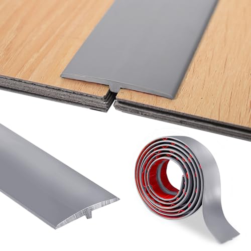 Perfil de transición autoadhesivo, perfil en T, barra de transición 5cm x 200 cm, PVC en forma de T, barra de transición para umbrales de puertas y suelos de conexión de baldosas laminadas