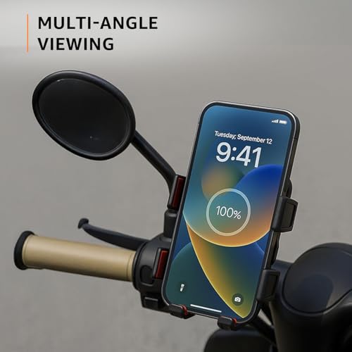 Image of amazon basics Mobile Holder for Bikes | Anti-Shaking Design | 360 Rotation | Secure Fit for 6-9 cm Phones | GPS & Navigation Mount