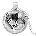 Produktbild Unbekannt Anhänger Halskette Bedruckt Paar Wolf, Kette Silber.
